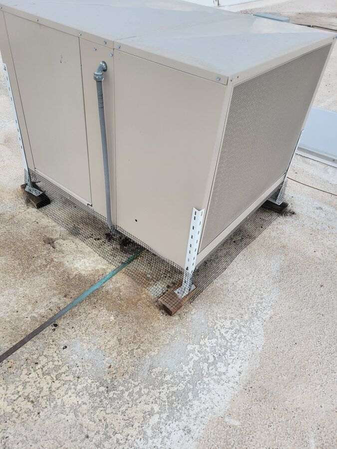 HVAC exclusion mesh on a commercial rooftop